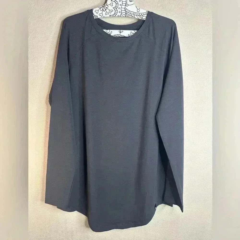 Rokwolf Luxury Pima Cotton Long Sleeve Tee gray size large